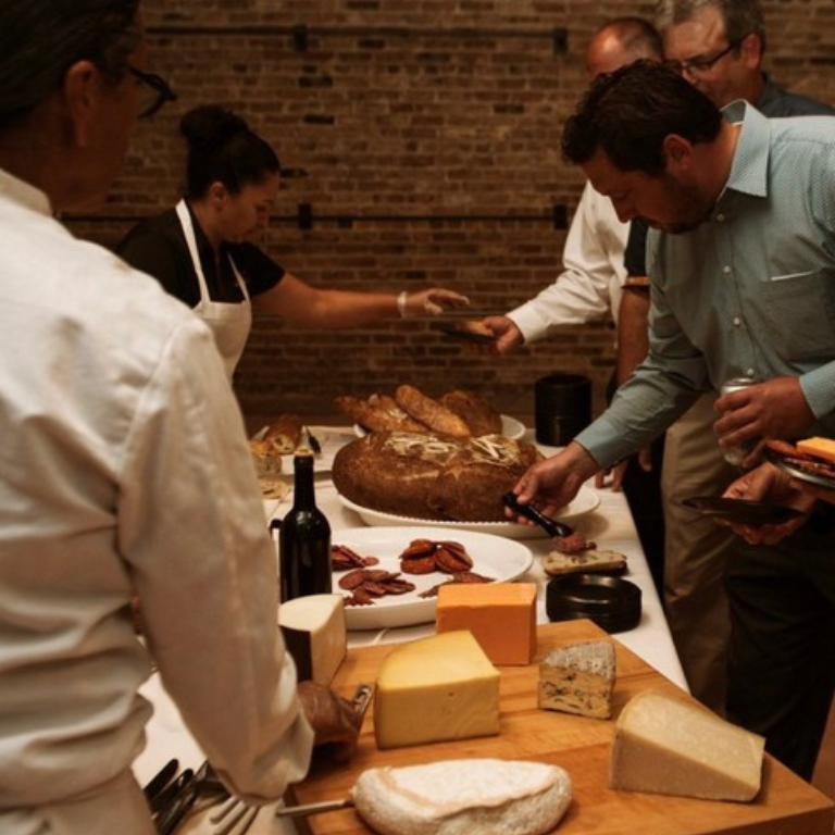square image of serving table at catering event